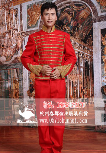 男式宫廷服 日本将军服装 欧式宫廷装舞台话剧演出服 红色