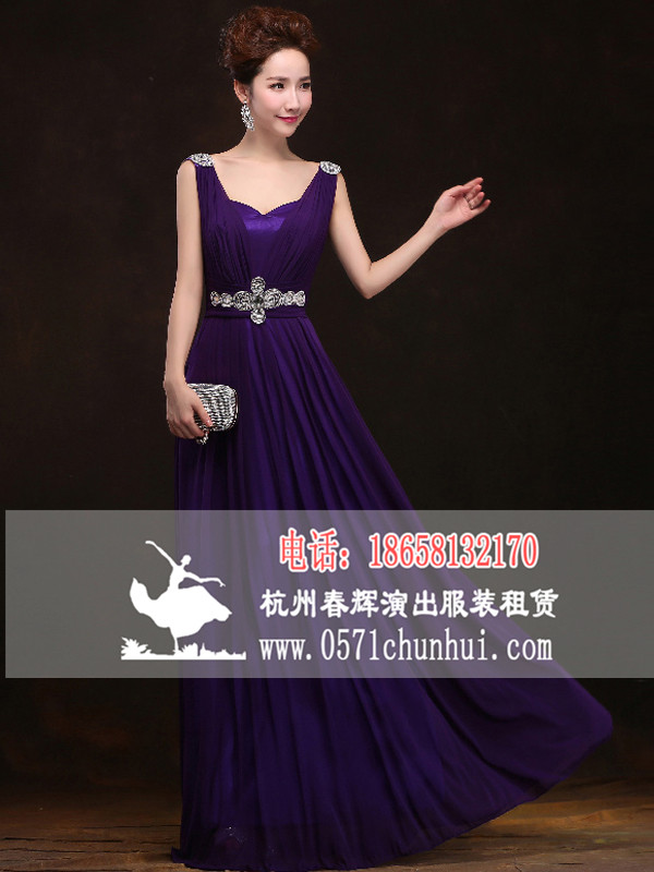 CLF 11503 晚礼服 紫色双肩长礼服
